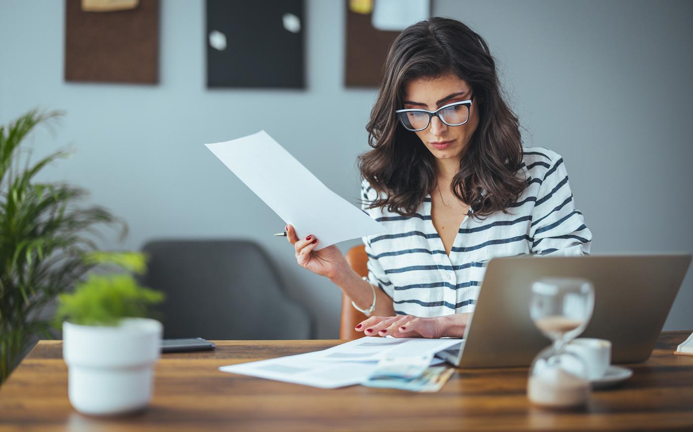 Woman reviewing paperwork